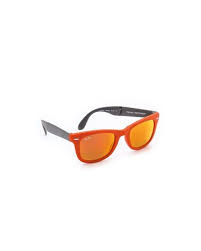 Ray Ban Folding Wayfarer Sunglasses In Orange Lyst