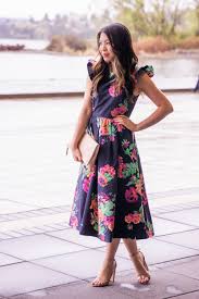 Dark Floral Dress Midi Dresses Spring Outfit Floral Print Petite Dress Seattle Fashion Blogger Just A Tina Bit Wedding Guest Outfit Just A Tina Bit To this day, one of my favorite a top and a matching skirt or trouser would be optimal for a summer wedding. dark floral dress midi dresses spring