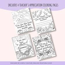 We love our primary teacher coloring page! Teacher Appreciation Coloring Page Printables 4 Pages Simply Couture Designs Printable Shop
