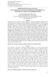 Pdf Dimensi Hak Asasi Manusia Dalam Penanganan Kasus Pengungsi Rohingya Pendekatan Hukum Interdisipliner