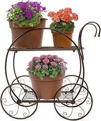 Sorbus Garden Cart Stand Flower Pot Plant Holder Display Rack 2 Tier Circular Frame Parisian Style Perfect For Home Garden Cart Flower Pots Plant Holders