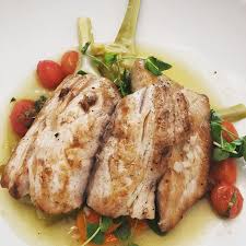 Our Plat Du Jour Tonight Is Pan Seared Mahi Mahi With Artichoke Barigoule Pickled Tomatoes Pea Shoots In A Chardonnay Br Pickled Tomatoes Pan Seared Local Food