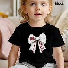 Custom Baseball Kids Shirt, Baseball Sister Shirt, Baseball Cheer Shirt,  Baseball Toddler Shirt With Kids Name & Jersey Number Baseball Bow
