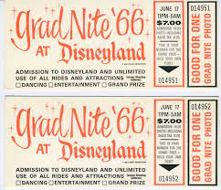 Disneyland Grad Nite Tickets 1966 Retro Disney Disney Posters Disney Fun