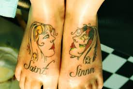 Sinners and saints tattoo shop is a cool tattoo shop in pittsburgh. Feet Tattoos Sinner Saint By Tinnoka On Deviantart