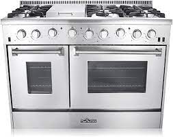 A dual fuel model retails for just. Amazon Com Thor Kitchen Hrg4808u 48 In Freestanding Professional Style Gas Range With Double Oven 6 Burners Convection Fan Cast Iron Grates And Blue Porcelain Oven Interior In Stainless Steel Appliances