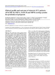 The worst physiological variables were collected within the first 24 hours of icu admission. Pdf Clinical Profile And Outcome Of Obstetric Icu Patients Apache Ii Sofa Saps Ii And Mpm Scoring Systems For Prediction Of Prognosis Gopal Thota Academia Edu