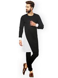 Black And White Fashion Men Zotw Men White Black Colourblocked Straight Kurta 2399 Mens Kurta Designs Indian Men Fashion Nigerian Men Fashion