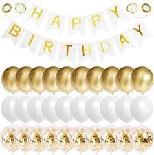 To make your beach party space sunny and bright, use our colorful beach decorations. Buy Party Time 33 Pieces Gold White Happy Birthday Decoration Set Happy Birthday Banner Gold Confetti Balloons And Latex Balloons Set For Birthday Party Decoration Party Supplies Online Shop