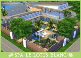 Spa Du Lotus Blanc Vue D Ensemble Maison Sims Plan Construction Maison Sims 4 Maison