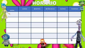 Coleccion De Horarios Imprimibles Y En Formato Editable Motivo Inside Out Horario Imprimible Horario Plantilla Horario Escolar