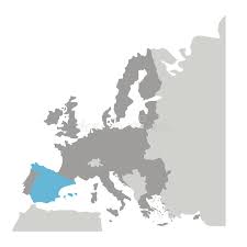 Wohin deine reise auch gehen soll: Grayscaleschattenbild Mit Europa Karte Und Spanien In Der Blauen Farbe Vektor Abbildung Illustration Von Politisch International 85064230