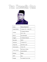 Sejarah tun hussein onn(muhamad fitri bin mat sabri.kelas 6 cerdas). Hussein Onn