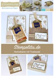 Herbstliche Karte Mit Tee Herbstkarten Papier Und Teebeutel