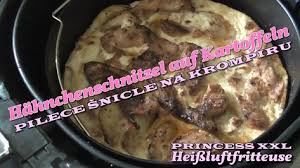Hahnchen Schnitzel Auf Kartoffeln Hlf Princess Heissluftfritteuse Air Hahnchen Schnitzel Herzhaft Und Suss Schnitzel