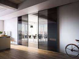 Porte scorrevoli in vetro grigio fumè satinato. Porta A Due Ante Scorrevoli A Parete In Alluminio Grigio Ferro E Vetro Fume Porte Interne Moderne Porta Interna Porte Vetro Scorrevoli