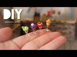 606 diy how to make miniature fruit parfait polymer clay ミニチュアパフェ フルーツの作り方 樹脂粘土 youtube フルーツパフェ パフェ 粘土