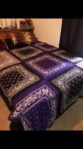 Perfect for snuggling while watching t Bandana Blanket Black Purple Gray Used 27 Bandanas Covers A Full Bed 5 2018 Bandana Blanket Blanket Black Purple Bandana