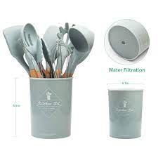 Corafei Silicone Cooking Kitchen 11 Pcs Acacia Wooden Utensils Tool For Nonstick Cookware Bpa Free Non Toxic Turner Tongs Spatula Spoon Set Buy Online At Best Price In Uae Amazon Ae