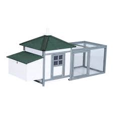 Both come back to the run around dusk. Amazon Com Pawhut 77 Chicken Coop Wooden Hen House Rabbit Hutch Poultry Cage Pen Weather Resistant Backyard With 2 Part Nesting Box And Run White Grey Pet Supplies