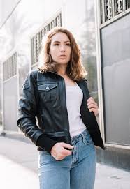Womens Bailee Leather Bomber Jacket Leather Bomber Jacket Women Leather Bomber Winter Outfits Women