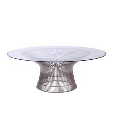 ***quickship*** the platner side table is available as a quick ship item in polished nickel/clear glass, bronze/bronze glass, and bronze/clear glass. Wire Frame Coffee Table By Warren Platner For Knoll International 105552