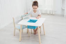 Labebe Wooden Activity Table Chair Set Bird Printed White Toddler Table With Bin For 15 Years Learning Table Kid P Boys Furniture Kids Desk Chair Toddler Table