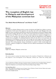 Pluralism, syariah courts, constitutional law and media law. Pdf The Reception Of English Law In Malaysia And Development Of The Malaysian Common Law
