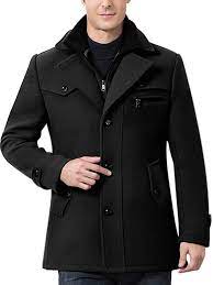 Men Classic Notched Collar Single Breasted Wool Blend Pea Coat Casual Oversized Winter Business Short Jacket Outwear Walmart Com