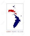 로드 하우 아일랜드 로고. 섬 이름과 깃발이 있는 로드하우 섬 지도 ...
