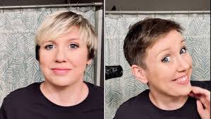 Long hair to short pixie cut before and after