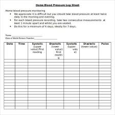 Blood Pressure Monitoring Charts Printable Template