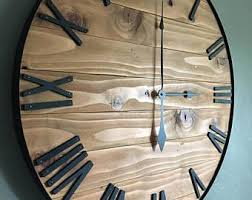 Articoli Simili A Wood Geometry Wall Clock Rustic Clock Of Distressed Wood Su Etsy Rustic Wall Clocks Large Wood Clock Large Wall Clock
