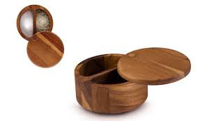 Paula deen home paulas dining table (linen) by paula deen home in dining tables. Paula Deen Signature Pantryware Wooden 2 Compartment Round Salt Box Home Decor Kolhergroup Home Decor Accents