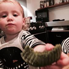 Yum. Spinach muffin.