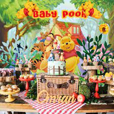Amazon Com Winnie The Pooh Telon De Fondo Baby Shower Suministros Para Fiestas 1er Cumpleanos Babyshowers Decoraciones Fondo De Fotografia De Banner Juguetes Y Juegos