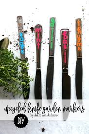 Create reusable vegetable or herb garden markers using rocks, a bit of scrap fabric! Diy Upcycled Knife Garden Markers Dukes And Duchesses