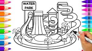 Color the pictures online or print them to color them with your paints or crayons. Water Park Drawing Easy For Kids Novocom Top