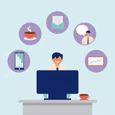 1 activité déployée pour réaliser quelque chose (travail manuel; Activite De Travail Informatique Quotidienne Vecteur Gratuite