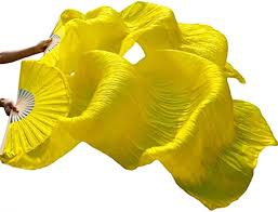 Bandiere di Danza, Ventaglio di Danza del Ventre Angelo Passero Ventaglio  di Danza del Ventre in Seta da Donna Veli di Seta Danza 1 Pezzi  Rosso+Arancio+Giallo (Colore : A, Dimensioni : 150cm