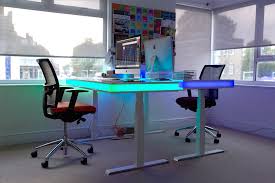 Collection of light blue, dark blue and chrome necklace and jewelry holder smaller light blue stand measures each blue office desk for sale was constructed with extraordinary care, often using metal, steel and wood. Unique Adjustable Office Desk With Led Lights