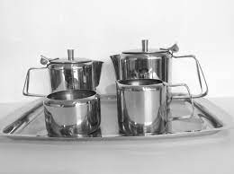 Stainless Steel Tea Set And Tray Retro Stainless Steel Creamer And Sugar Bowl Vintage Stainless Steel Teapot And Water Jug Water Jug Tea Pots Tea Set