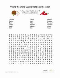 Indian Cuisine Word Search Worksheet Education Com Indian Cuisine Cuisine Cool Words