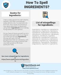 How To Spell Ingredients And How To Misspell It Too Spellcheck Net