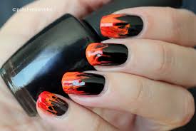 Nail Art Black Red And Orange Fire Flames Manicure Polished Polyglot Coolest red & black nail art designs.