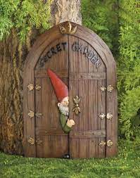 Set Of 2 Fairy Tale Secret Gnome Behind Door Garden Stake Statue Fairy Doors Gnome Garden Fairy Garden Diy