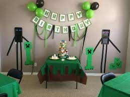 Finally Put All The Pinterest Ideas Together N Make My Son A Party Enderman Made From Either Do Minecraft Party Decorations Minecraft Birthday Minecraft Party