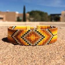 Citrien Vibe Bead Loom Armband Boheemse Boho Chic Giften Voor Haar Ambachtelijke Sieraden Westerse Kraal Indi Loom Beading Bead Loom Bracelets Beaded Hat Bands