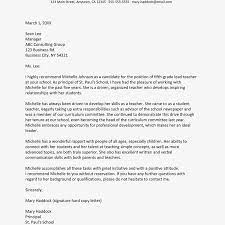 Sample Recommendation Letter For A Teacher