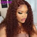 Reddish Brown Jerry Curly 13x4 Lace Front Wig Curly Human Hair ...